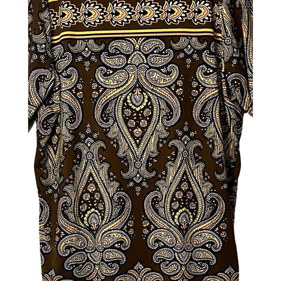 Bob Mackie Top Womens Size L Yellow Brown Pullover Tunic Wearable Art Boho Hippi - Picture 5 of 10